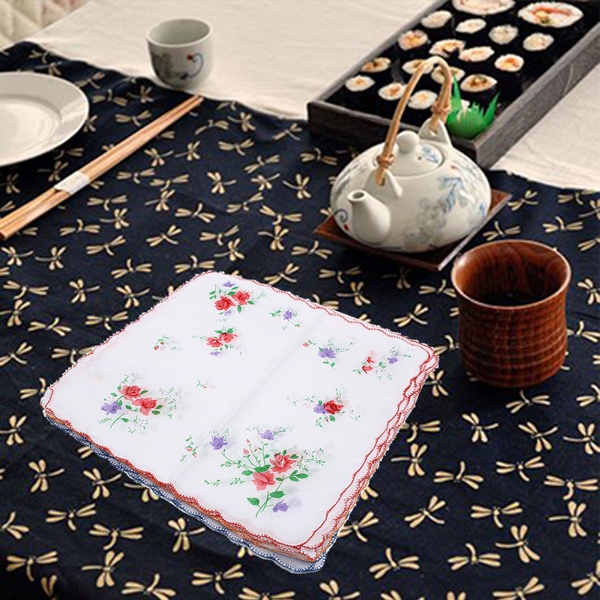 12st Dame Frauen Blumenmuster Handkerchief Baumwollfaser Square Tower