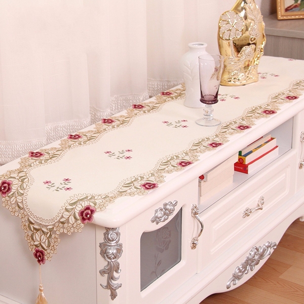 Tischläufer Blumen Desk Abdeckung mit Quaste Hochzeit Geburtstag Partei Dekor
