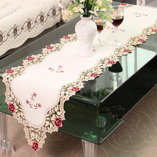 Tischläufer Blumen Desk Abdeckung mit Quaste Hochzeit Geburtstag Partei Dekor