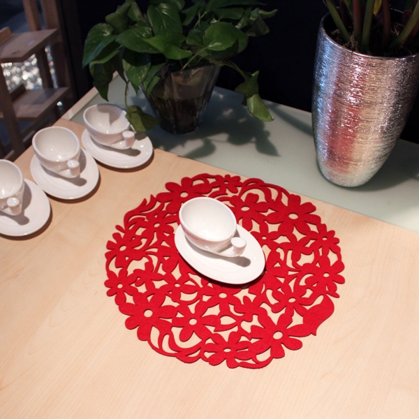 Felt Round Lace Blume Tischset Dinner Tisch Matte Wärmedämmung Auflage Multifunktions Küchenwerkzeuge