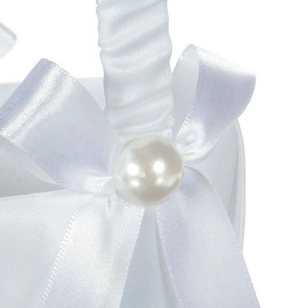 Trauung Partty Pearl White Einzelne Blume Baskets Hochzeit Satin bowknot Supplies