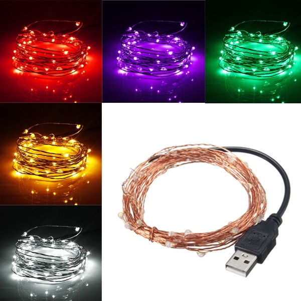 5M 50 LED USB Kupferdraht LED String Fairy Light für Weihnachten Xmas Party Decor