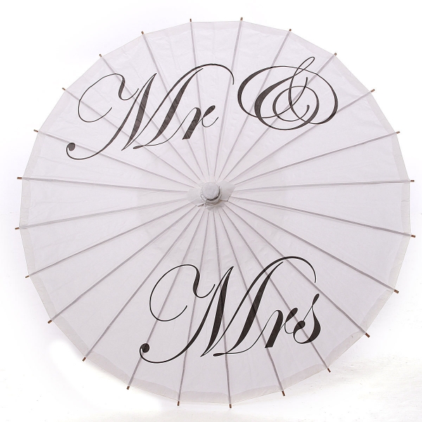 Bamboo White Paper Sonnenschirm Regenschirm Just Married Mr & Mrs danken Ihnen Hochzeit Braut Favor