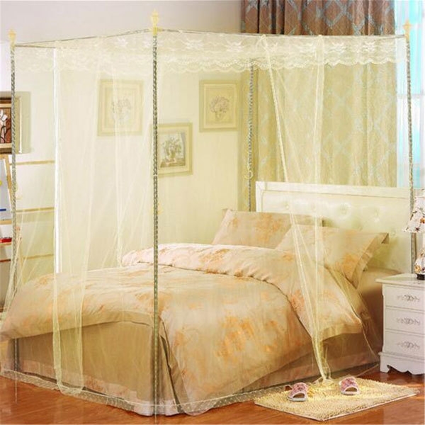 150x200cm Palace Moskitonetz Four Corner Bed Vorhang Canopy Insekt Bug Net Queen Size