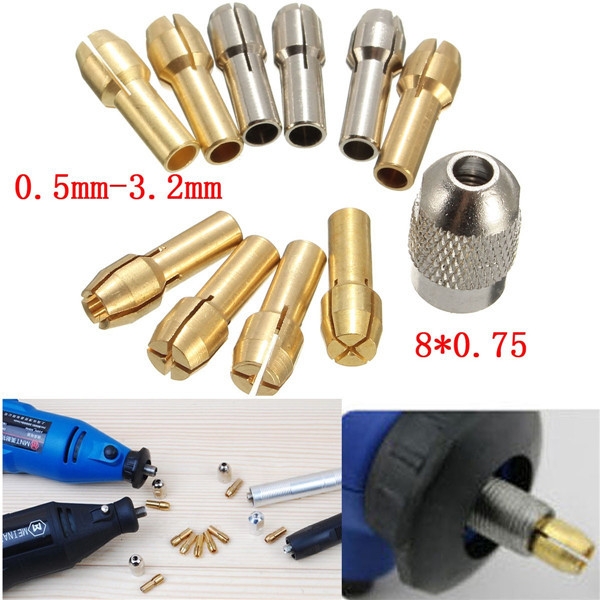 10pcs 0.5-3.2mm 4.3mm Schaft Metall Bohrfutter Collet Bits Drehwerkzeug mit Schraube