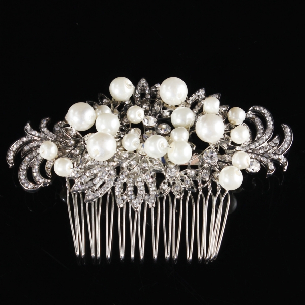 Braut Künstliche Perle Kristall Strass Blumen Diamante Haarspange Kamm Braut Hochzeit Kopfschmuck