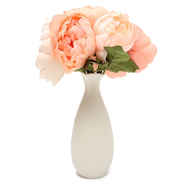 6Pcs / Packung künstliche gefälschte Peony Silk Blumen Braut Hydrangea Startseite Hochzeit Garten Dekoration