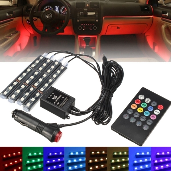 RGB LED Auto Innenraum Atmosphäre Glühen Aufkleber Streifen Lichter Fernbedienung