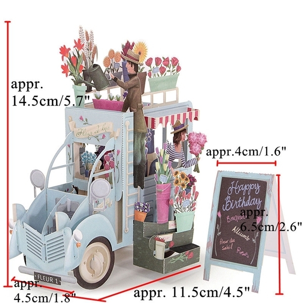 3D Pop Up Auto von Blume Karten Glücklicher Jahrestag Geburtstags Einladungen