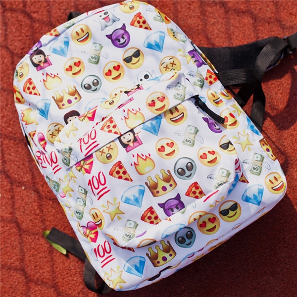 Frauen Segeltuch Emoji Rucksack Mädchen nette Rucksack Studenten School Book Taschen