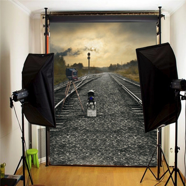 Zug Straßenbahngleis Kamera Thema Fotografie Hintergrund Tuch Hintergrund