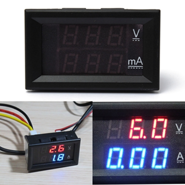 0.28-Zoll-Dual-Display-Rot Blau LED Panel-4.5-30V Digital-Voltmeter Amperemeter 1-100A