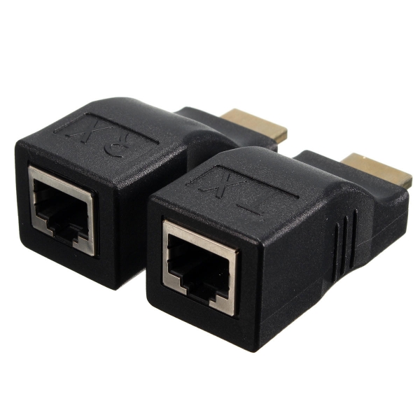 2Pcs HD bis RJ45 Netzwerk Lan Ethernet Kabel Extender über Katze 5e / 6 HD 1080P 3D