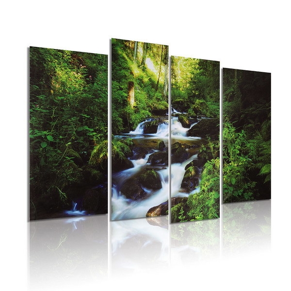 4PCS Segeltuch Anstrich Waldstrom modernes Abbildungs Ausgangswand Dekor