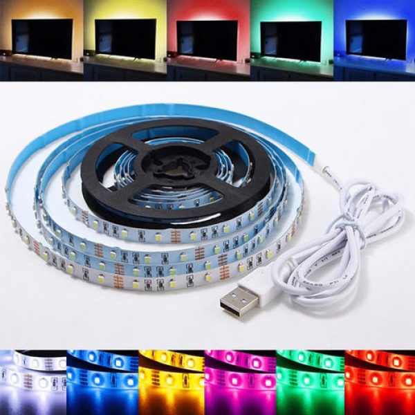 2M wasserdichtes USB SMD3528 Fernsehhintergrund Computer LED Streifen Klebeband flexibles Licht DC5V