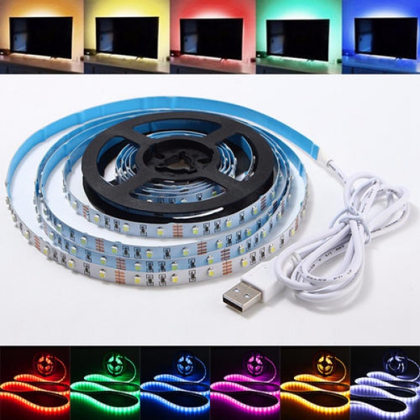 1M wasserdichtes USB SMD3528 Fernsehhintergrund Computer LED Streifen Klebeband flexibles Licht DC5V