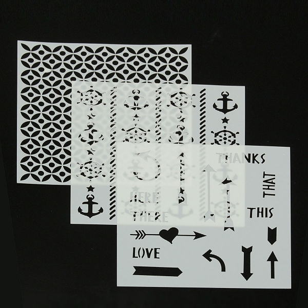 4 Entwürfe Schablonen Schablone DIY Scrapbooking Papier Karten Fertigkeit Anstrich Werkzeug