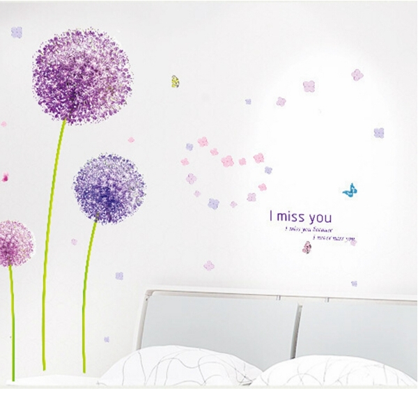 Abnehmbare ich Fräulein Sie Löwenzahn-Blumen-Schmetterlings-Kunst-Wand-Aufkleber-Wanddekoration