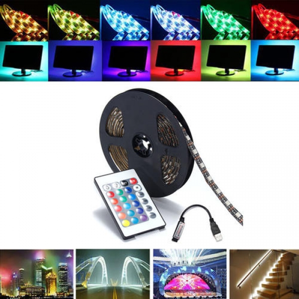 0,5 / 1/2/3/4 / 5M SMD5050 RGB wasserdicht LED Streifen Licht TV Hintergrundbeleuchtung Satz + USB Fernbedienung DC5V