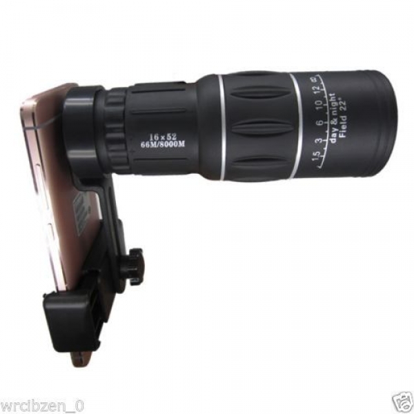 16x52 Wandern Konzert Kamera Objektiv Teleskop Monokular mit Universal Clip für Smartphone