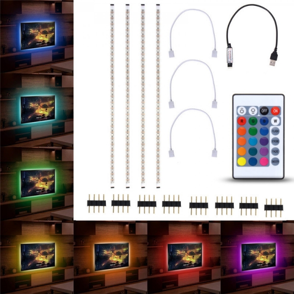 4pcs 50cm 5050 USB angetriebene RGB-Farben-Änderung LED Streifen-Computer USB-Fernsehapparat-Hintergrundbeleuchtung-Licht DC5V