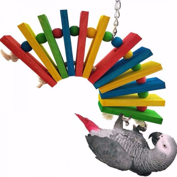 Papagei Farbige Woodeen Biss Spielzeug Käfig Anhänger Gadget Geschenk