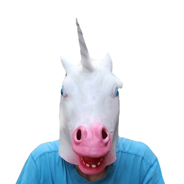 Magical Costume Party Halloween Adult Unicorn Latex Head Mask