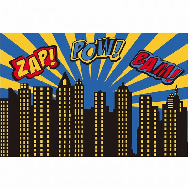 5x7FT Stadt Superheld Zap Pow Bam Thema Vinyl Fotografie Hintergrund Hintergrund Studio Stütze