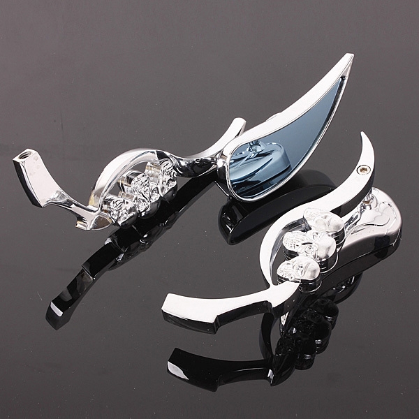 Silber Motorrad Spiegel Teardrop Schädel Blade Design c