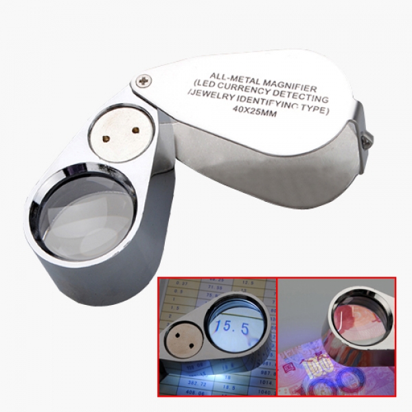 Neue 40x Metall Juwelier LED Mikroskop Vergrößerungsglas Lupe uv