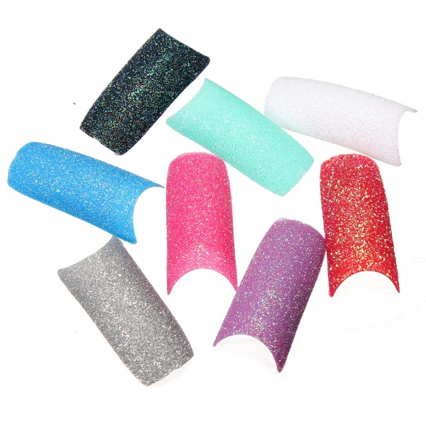 100pcs Stunning Glitter Scheibe Falsch Französisch Acrylnagel Spitzen