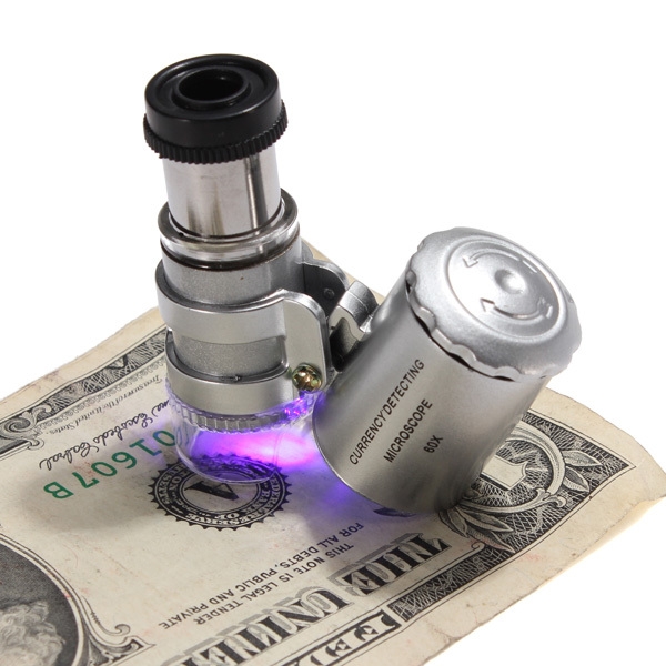 Mini Tasche LED Mikroskop 60X Vergrößerungsglas Lupe Schmuck