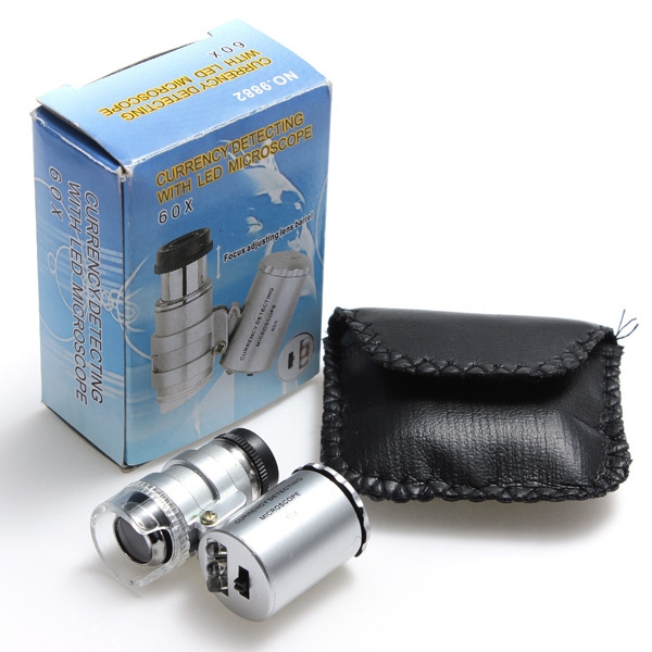 Mini Tasche LED Mikroskop 60X Vergrößerungsglas Lupe Schmuck