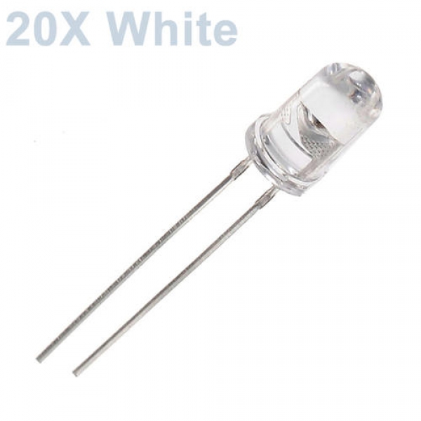 20pcs 5mm 3000-6000mcd LED Helle Dekoration Toy Torch Light White