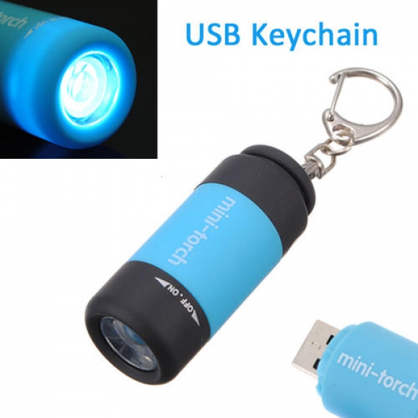 0.3W 25LM Mini-Taschenlampe USB aufladbar LED Schlüsselanhänger