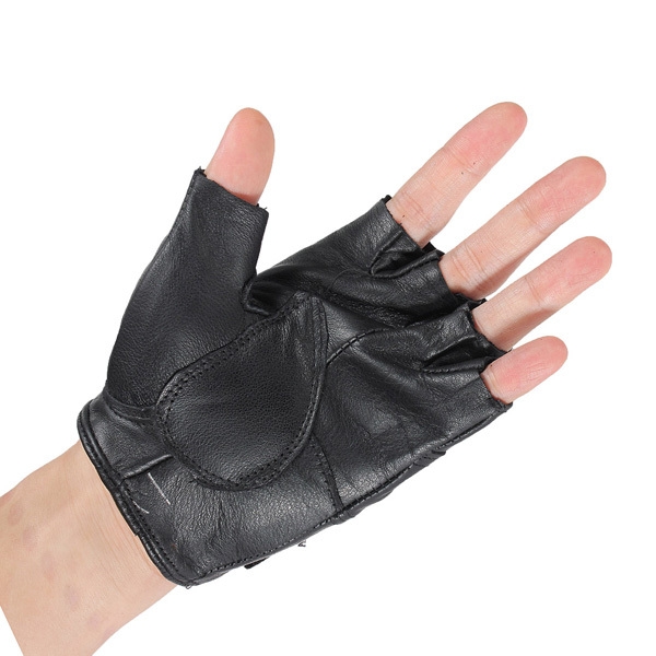 Medium Fingerlose Leder Motorradhandschuh Entlüfteter Kuhfell Multi-use