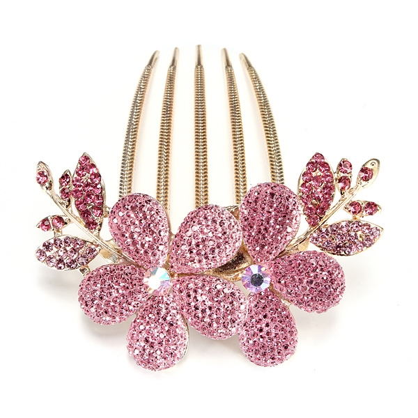 Blumen Muster Alloy Rhinestone Kristall Haar Klammer Kamm