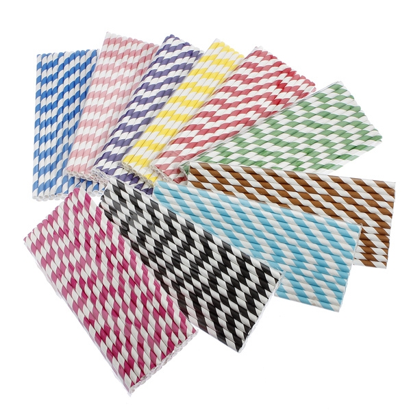 25 PCS Bunte Papier Biologisch abbaubare Trinkhalme 