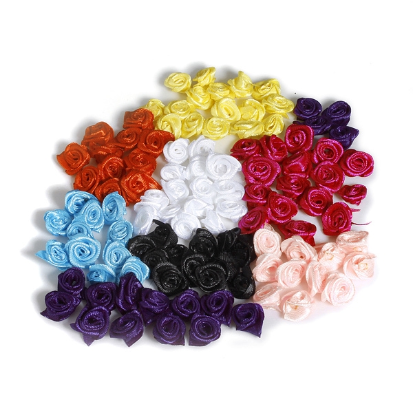 50Pcs 15mm Satin Band Blume Rose