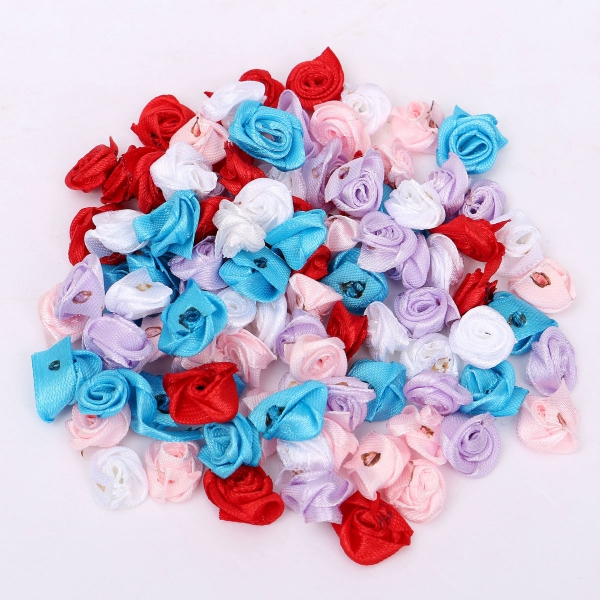 50Pcs 15mm Satin Band Blume Rose