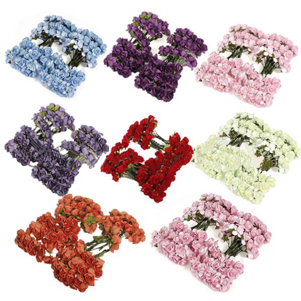 144pcs Hochzeit scrapbooking Heimwerken handgefertigte Mini papierblumen