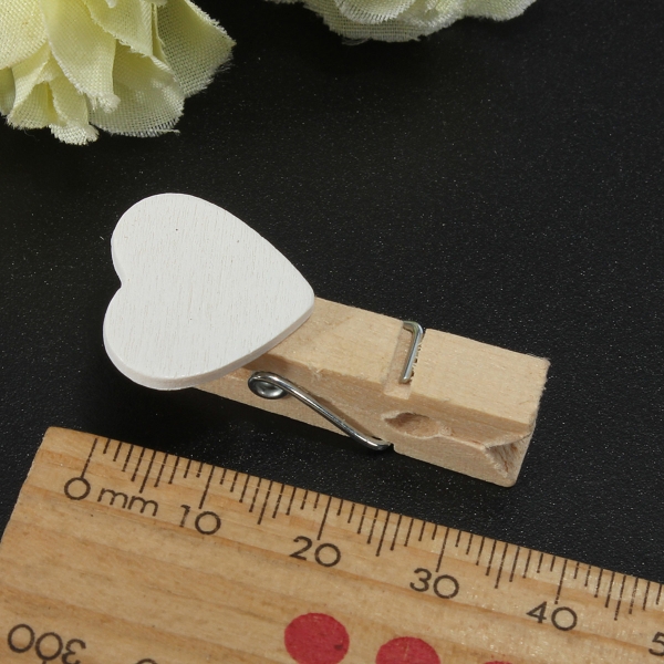 10pcs Love Heart Wooden Clothes Photo Paper Clips