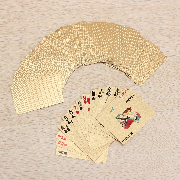 24K Goldfolie überzogen Poker Spielkarten Certficate Dollar Euro
