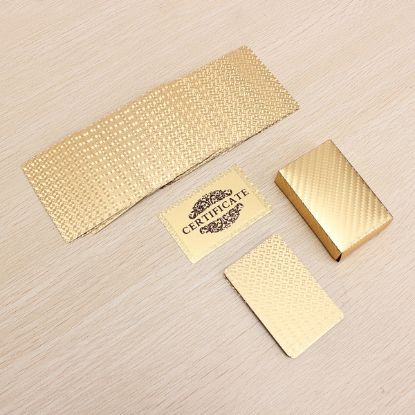 24K Goldfolie überzogen Poker Spielkarten Certficate Dollar Euro