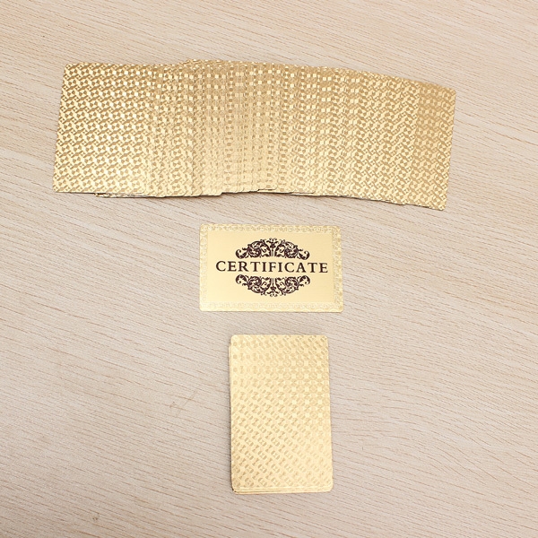 24K Goldfolie überzogen Poker Spielkarten Certficate Dollar Euro