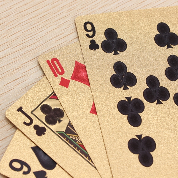 24K Goldfolie überzogen Poker Spielkarten Certficate Dollar Euro