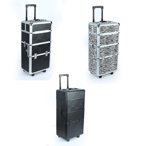 Pro 2in1 rädriges schließbares Aluminiummake Up kosmetischer Kastenkosmetikkoffer