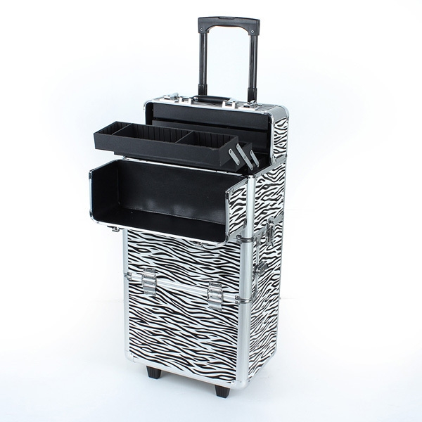 Pro 2in1 rädriges schließbares Aluminiummake Up kosmetischer Kastenkosmetikkoffer