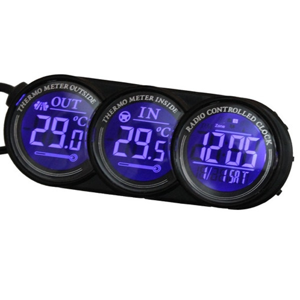 Blau LED Digital Car Innen Außen Thermometer Kalender Clock