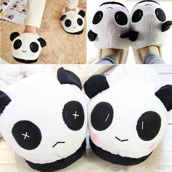 Frauen Männer Lovers Cute Panda Plüsch Warm Innen Zuhause Hausschuhe Schuhe
